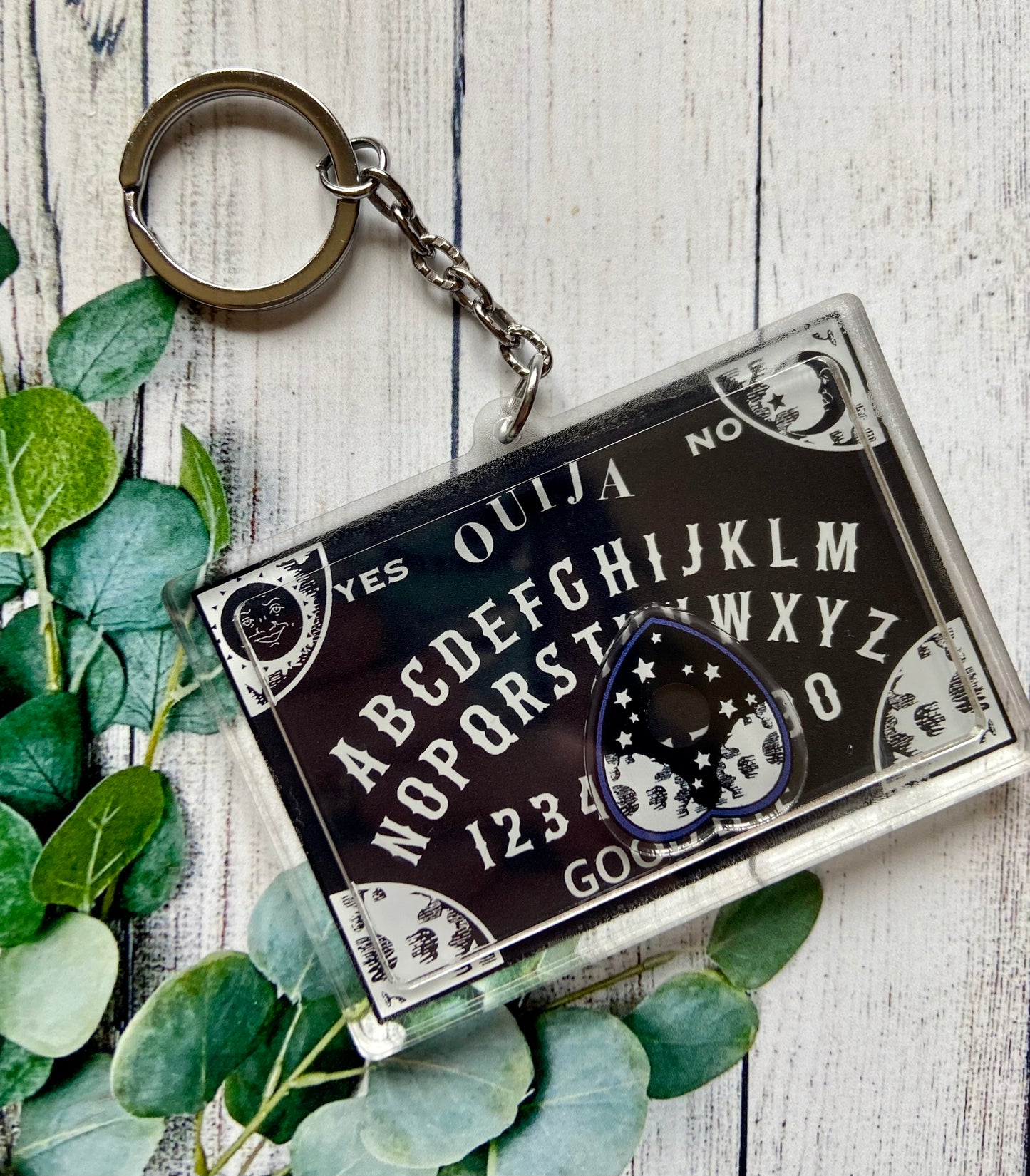 Black Ouija board shaker keychain