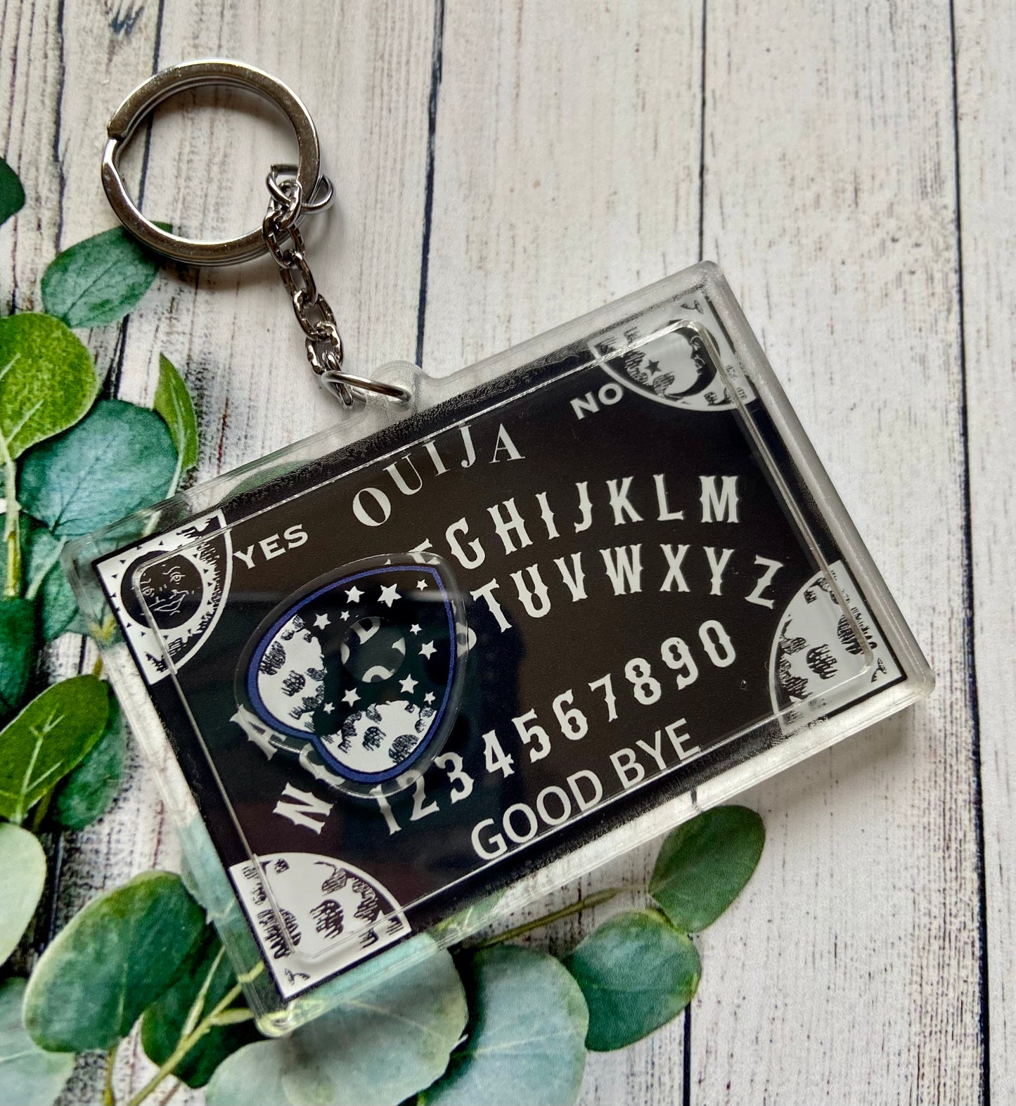 Black Ouija board shaker keychain