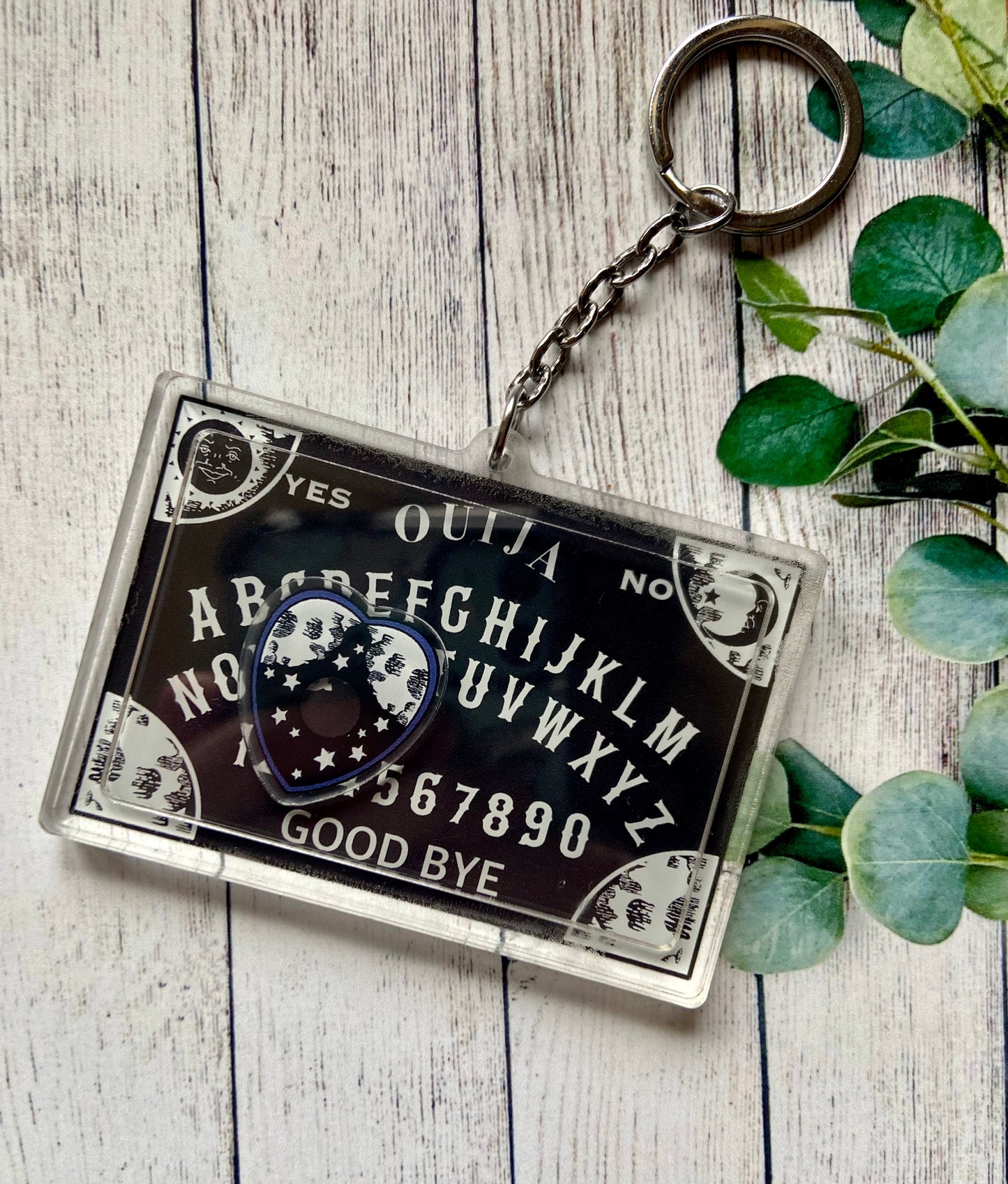 Black Ouija board shaker keychain