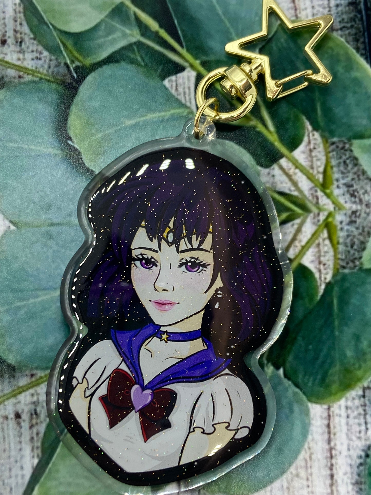 Space sailor - Saturn glitter acrylic keychain