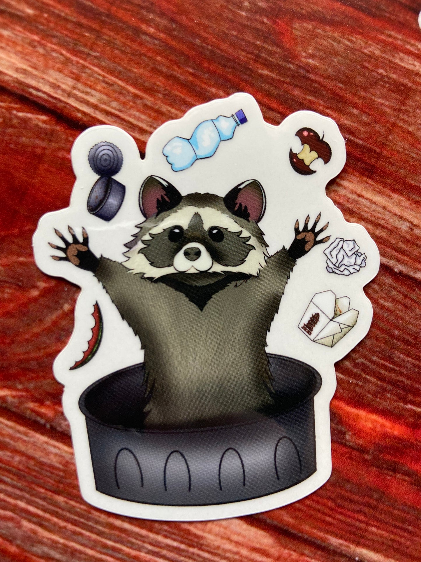 Raccoon sticker with clear backing