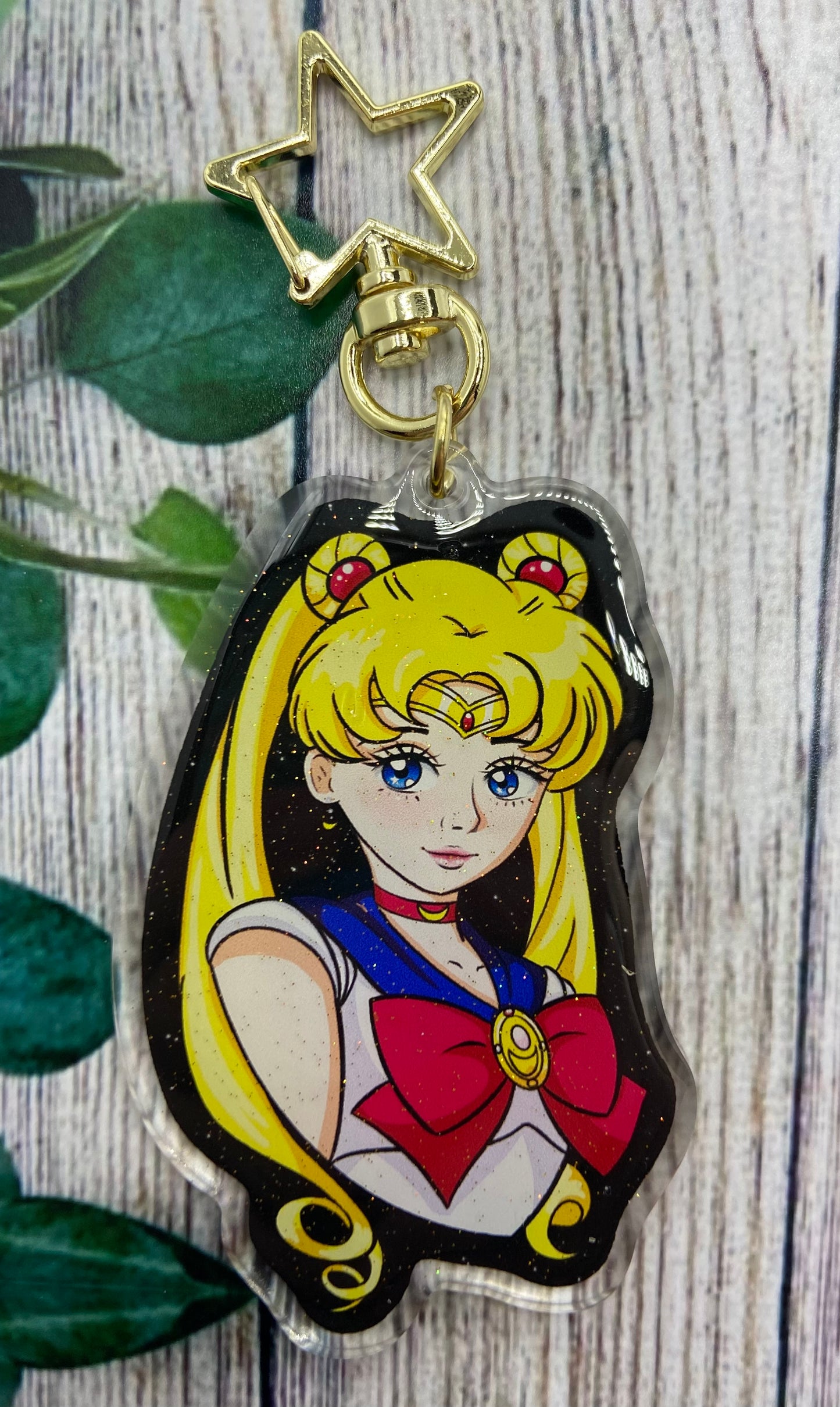 Space sailor - moon glitter acrylic keychain