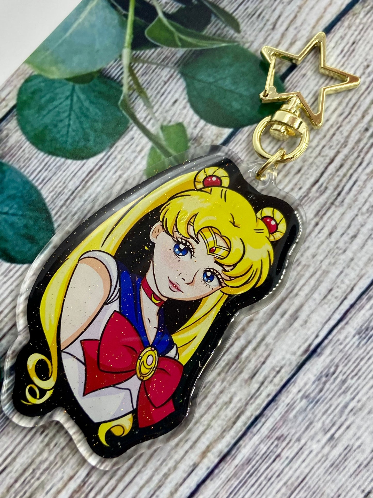 Space sailor - moon glitter acrylic keychain