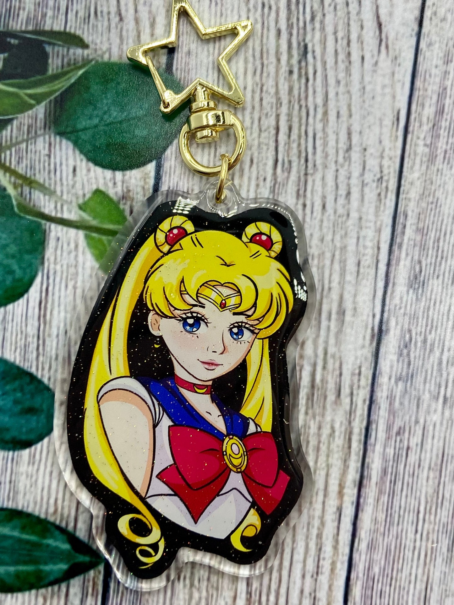 Space sailor - moon glitter acrylic keychain