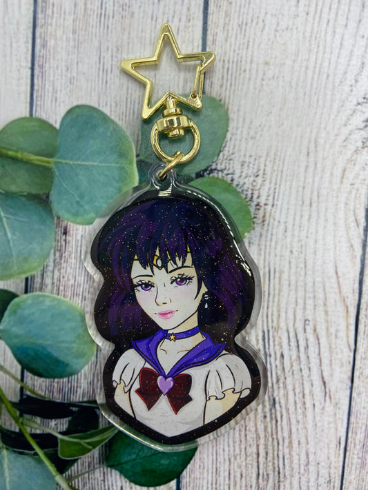 Space sailor - Saturn glitter acrylic keychain