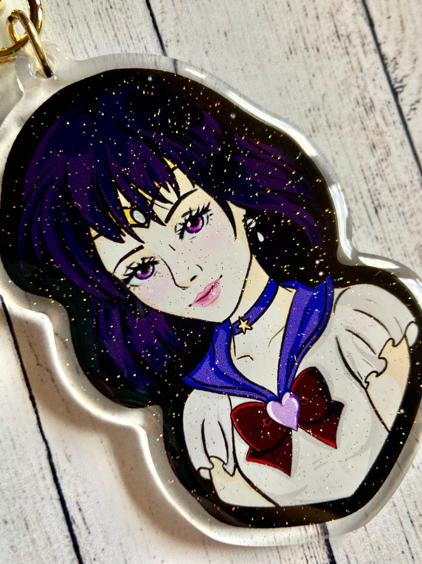Space sailor - Saturn glitter acrylic keychain