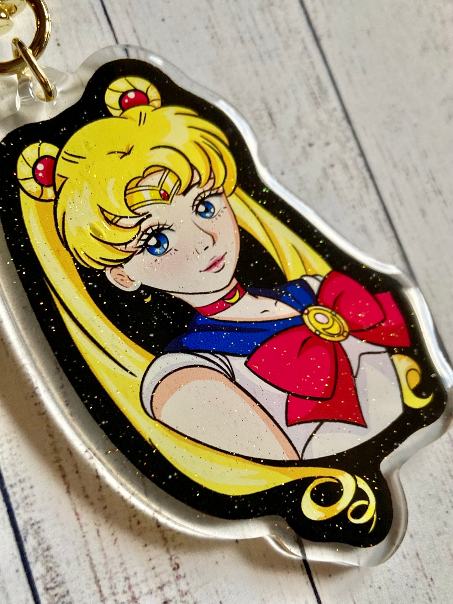 Space sailor - moon glitter acrylic keychain