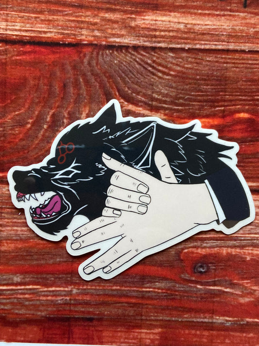 Demon dog sticker