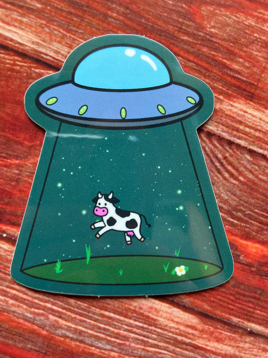 Cow abduction sticker